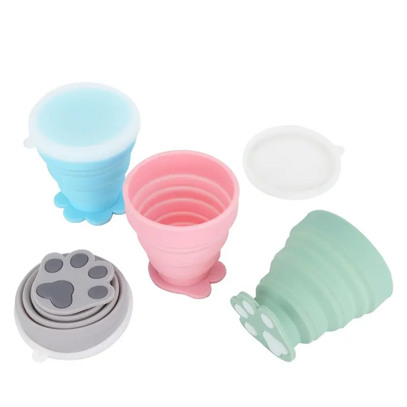 Silicone Small Foldable Cup With Lid