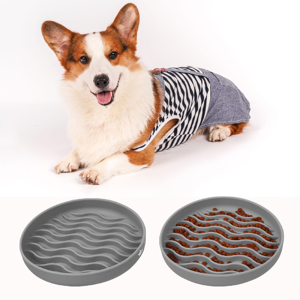 Pets Puppy Round Food Bowl Slow Feeder with Suction Cups