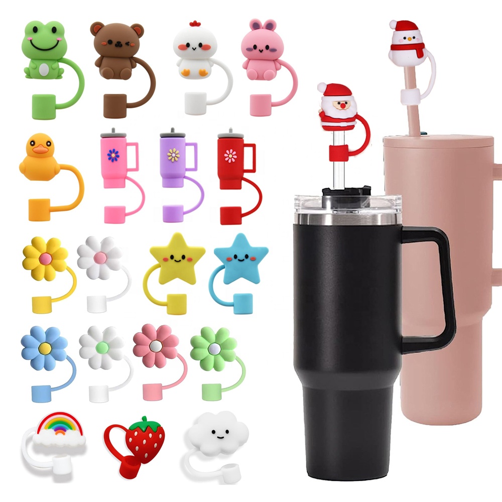 10mm Silicone Drinking Character Christmas Straw Tips Covers