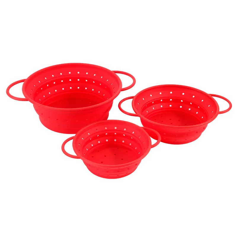 3pc set of Silicone Collapsible Colander Strainer for Ktichen