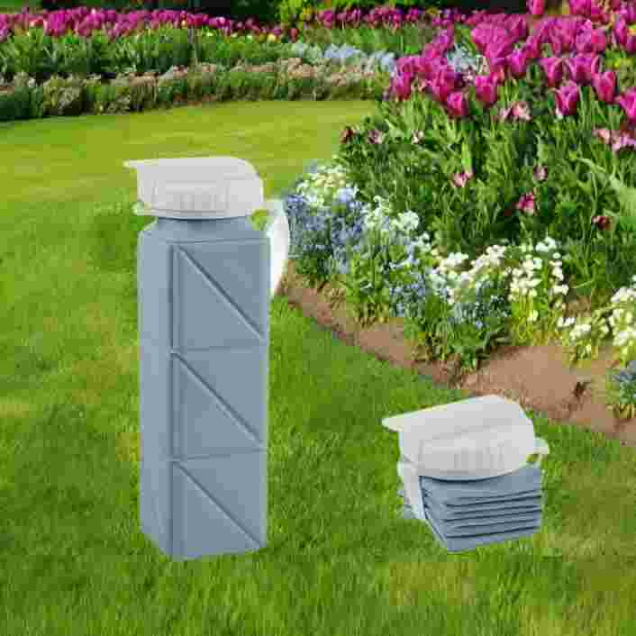 Square Foldable Silicone Water Bottle with Straw  for  Camping Hiking Cycling Yoga