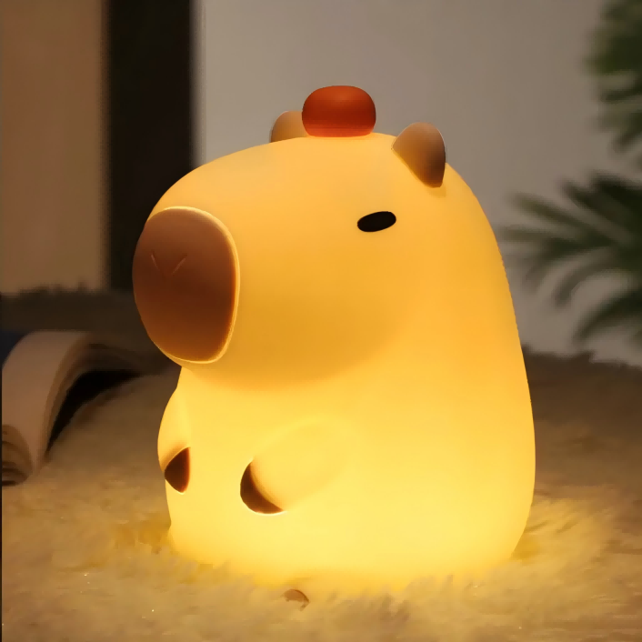 LED Rechargable Capybara Tap Silicone Desk lamp  With Timer For Kids Nursery Room