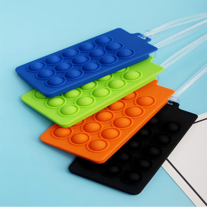 Silicone Pop it fidget toy soft luggage tag