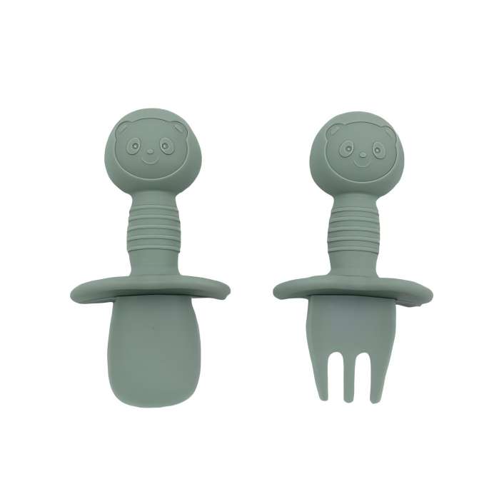 Silicone Baby Spoons and Forks Set Baby Led Weaning Feeding Spoon