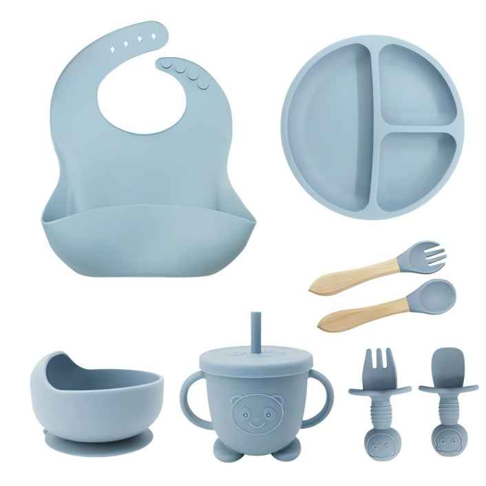 8pc set Silicone Baby Feeding Set