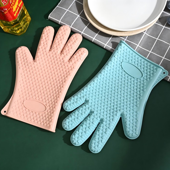 Custom Logo Heat Resistant Silicone Oven Mitts Baking Gloves